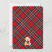 Red Tartan Plaid Christmas Bear Birthday 招待状 (裏面)