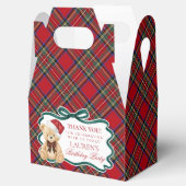 Red Tartan Plaid Christmas Bear Birthday Favor Box フェイバーボックス (オープン)