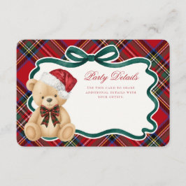 Red Tartan Plaid Christmas Bear Details エンクロージャーカード