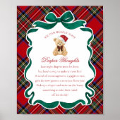 Red Tartan Plaid Christmas Bear Diaper Thoughts ポスター (正面)