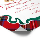 Red Tartan Plaid Christmas Bear Party Favor Sign ポスター (角)