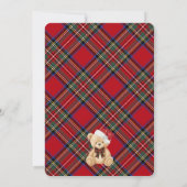 Red Tartan Plaid Christmas Beary First Birthday 招待状 (裏面)