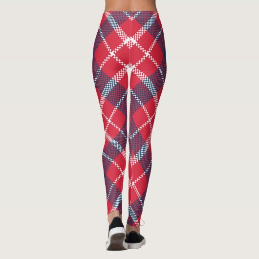 Red Tartan Plaid Leggings – Trendy Checkered Pant レギンス (裏面)