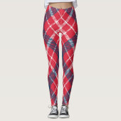 Red Tartan Plaid Leggings – Trendy Checkered Pant レギンス (正面)