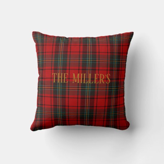 Red Tartan Scottish Plaid Pattern Customizable  クッション (裏面)