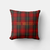 Red Tartan Scottish Plaid Pattern Customizable  クッション (正面)
