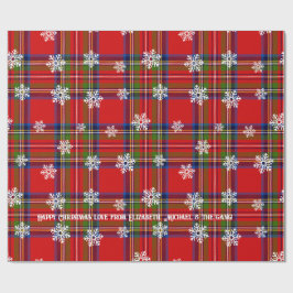 Red Tartan Snowflake Personalized Christmas ラッピングペーパー