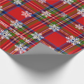 Red Tartan Snowflake Personalized Christmas ラッピングペーパー (角)
