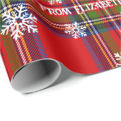 Red Tartan Snowflake Personalized Christmas ラッピングペーパー (ロールコーナー)