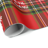 Red Tartan White Snowflake Personalized Christmas ラッピングペーパー (ロールコーナー)