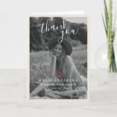 Red Tassel Senior Photo High School Graduation  サンキューカード (正面)