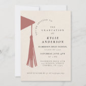 Red Tassel Senior Photo High School Graduation  招待状 (正面)