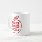 Red Teacher Apple Outline Appreciation Pride Gift コーヒーマグカップ (正面左)