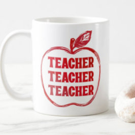 Red Teacher Apple Outline Appreciation Pride Gift コーヒーマグカップ