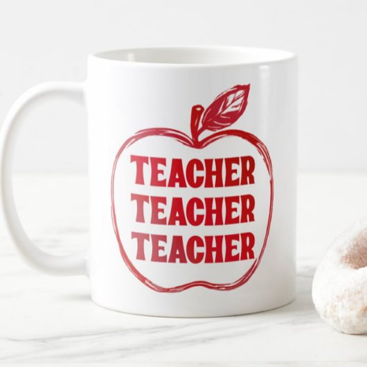 Red Teacher Apple Outline Appreciation Pride Gift コーヒーマグカップ