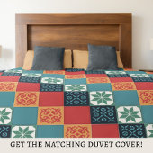 Red Teal Orange Classic European Mosaic Tiles 枕カバー