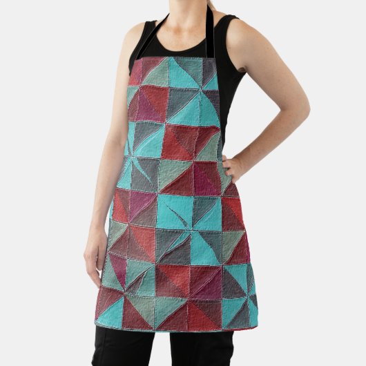 red, teal, purple, and gray quilt エプロン (インサイチュ)