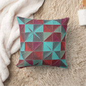 red, teal, purple, and gray quilt クッション (ブランケット)