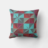 red, teal, purple, and gray quilt クッション (裏面)