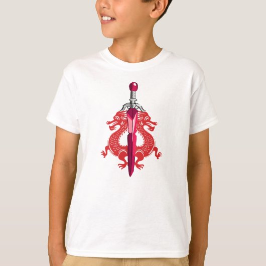 Red Teal Storm Dragon Sword Tシャツ (正面)