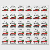 Red Tesla pickup truck with Christmas tree ラッピングペーパー (フラット)