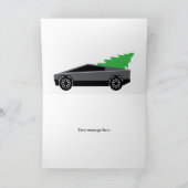 Red Tesla truck with Christmas tree in the back シーズンカード (内部)
