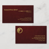 Red Texture グランジ フェイク金ゴールドライン創設者CEO 名刺 (正面/裏面)