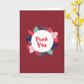 Red Thank You card with tropical flowers カード (黄色い花)