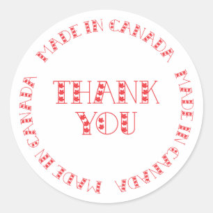 Red Thank You Made Inカナダ ラウンドシール