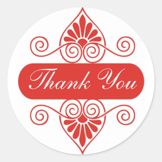 Red Thank You Stickers ラウンドシール (正面)