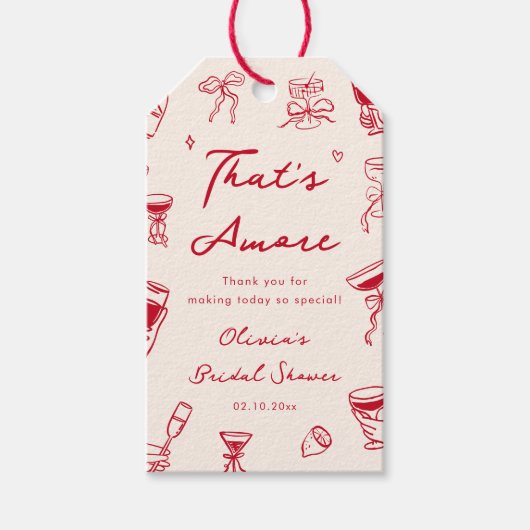 Red Thats Amore Bridal Shower ギフトタグ (正面)
