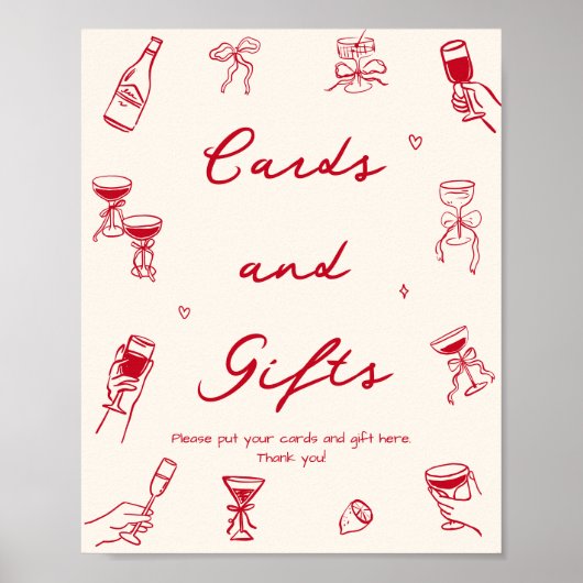 Red Thats Amore Bridal Shower Cards and Gifts ポスター (正面)