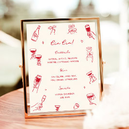 Red Thats Amore Bridal Shower Cin Cin Bar ポスター