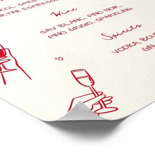 Red Thats Amore Bridal Shower Cin Cin Bar ポスター (角)