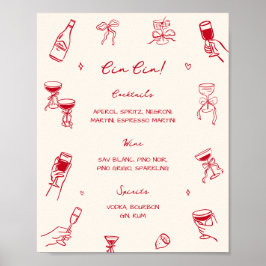Red Thats Amore Bridal Shower Cin Cin Bar ポスター