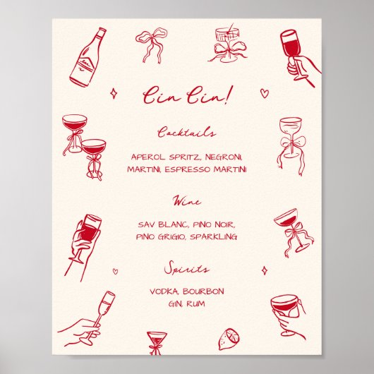 Red Thats Amore Bridal Shower Cin Cin Bar ポスター (正面)
