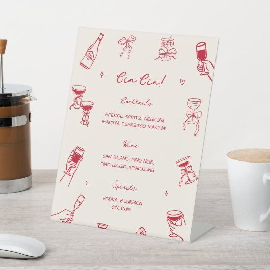 Red That's Amore Bridal Shower Cin Cin Bar 台座サイン (インサイチュ)