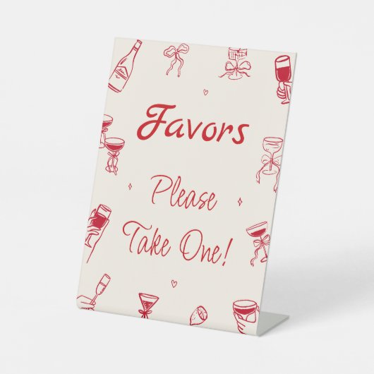 Red Thats Amore Bridal Shower Favor 台座サイン (正面)