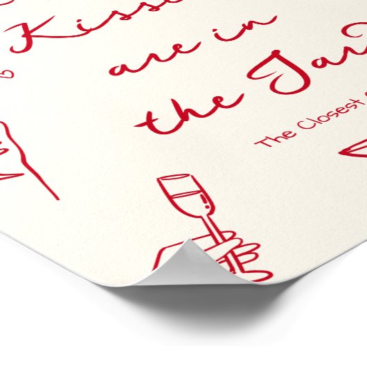 Red Thats Amore Bridal Shower Guess How Many Kisse ポスター (角)