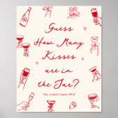 Red Thats Amore Bridal Shower Guess How Many Kisse ポスター (正面)