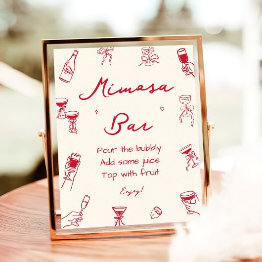 Red Thats Amore Bridal Shower Mimosa Bar ポスター