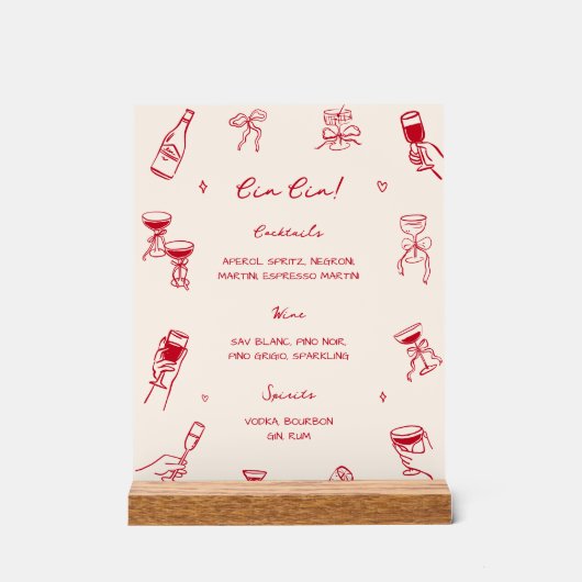 Red Thats Amore Party Cin Cin Bar  アクリルサイン (正面)