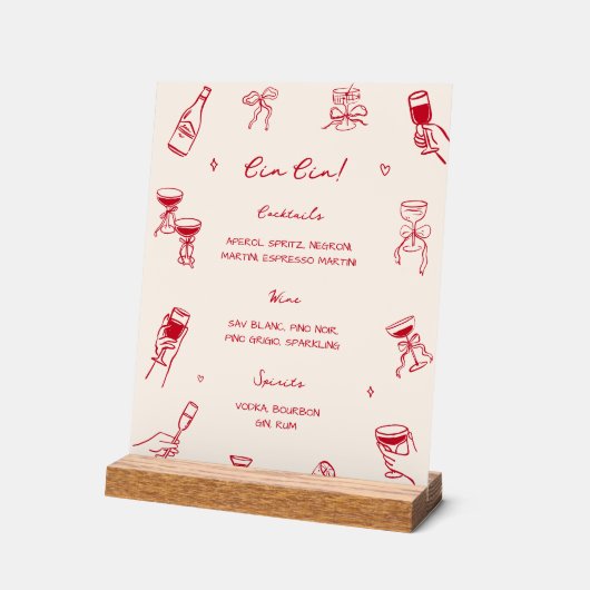 Red Thats Amore Party Cin Cin Bar  アクリルサイン (傾斜)