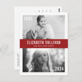 Red Then and Now Photo Collage卒業 ポストカード (正面/裏面)