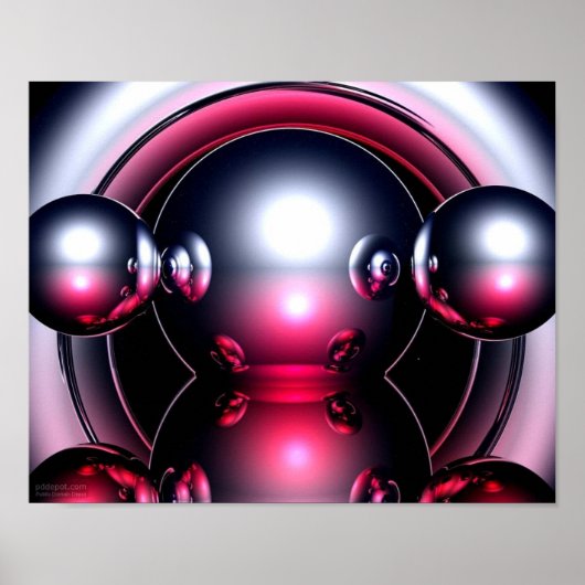 Red Three Dコンピュータの作業ポスター ポスター (正面)