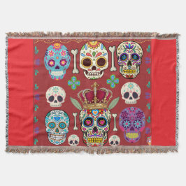 Red Throw - Large Rug - Gothic Skull -  スローブランケット