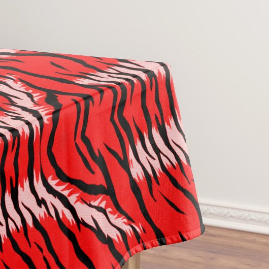 Red Tiger Animal Skin Pattern Design  テーブルクロス