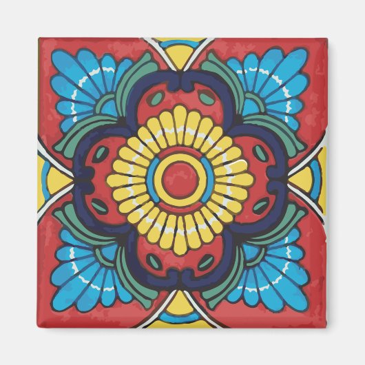 Red tile mexican talavera ceramics マグネット (正面)