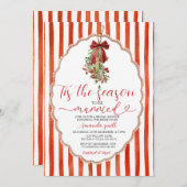 Red Tis The Season to Be Married Bridal Shower 招待状 (正面/裏面)