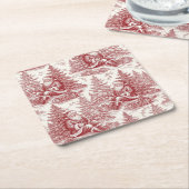 Red Toile スクエアペーパーコースター (アングル)
